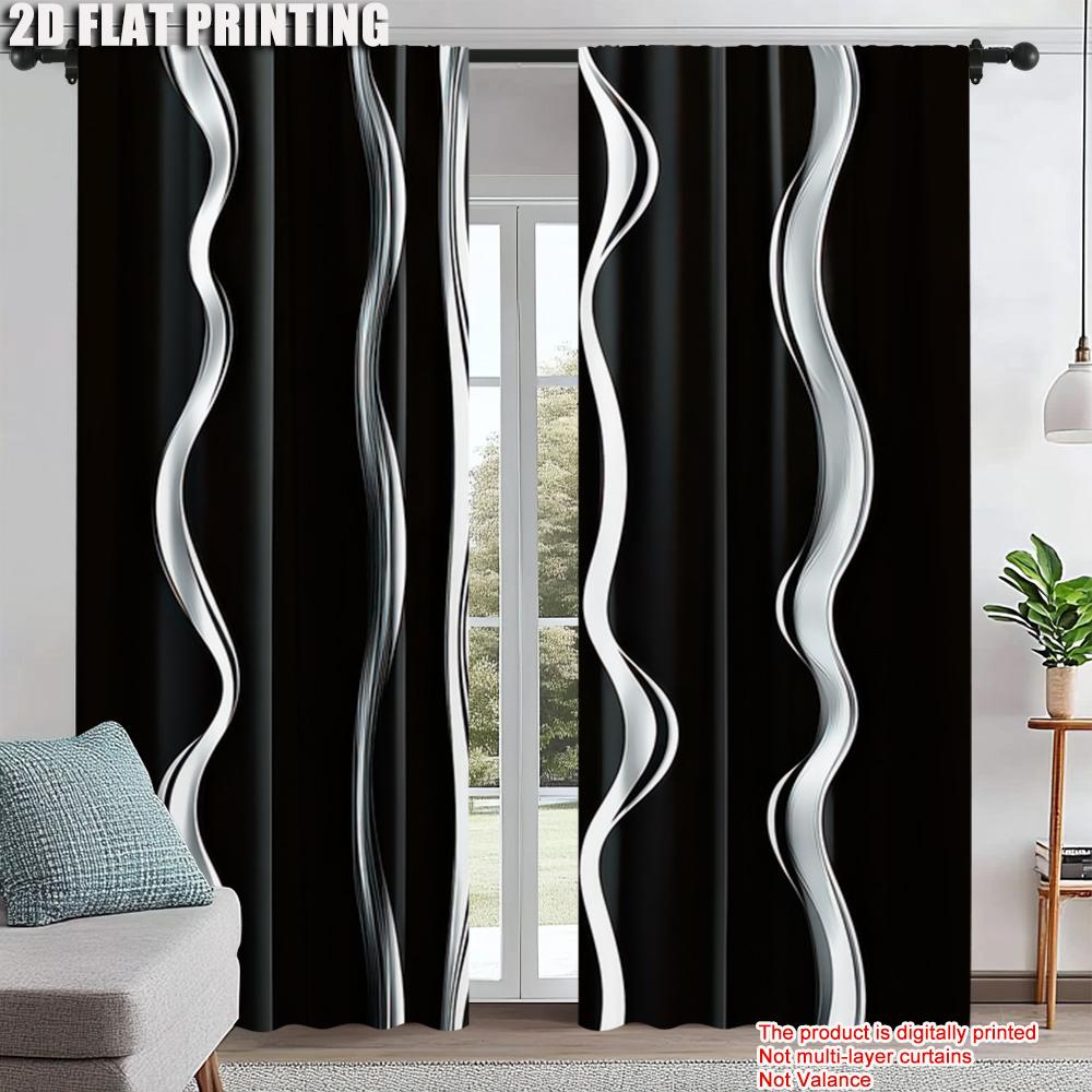 2 шт. Черно-белые полосы Полиэстеровая штора Светофильтрующая Для декора спальни и гостиной Модная штора 100*130 Grommet Top 1pcs