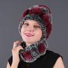 Rex Rabbit Rose Hat and Flower Scarf Set Specializing In the Production of Rex Rabbit Scarf Hat Two-piece Adult Hat
