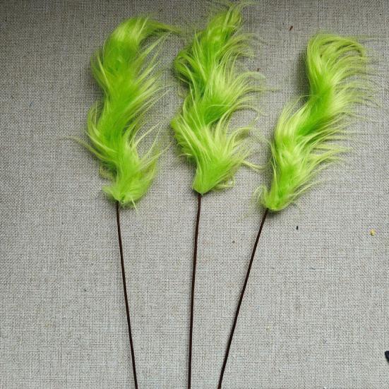 Christmas Green Hair Branch Furry Green Curly Picks Handmade Green Elf Stems