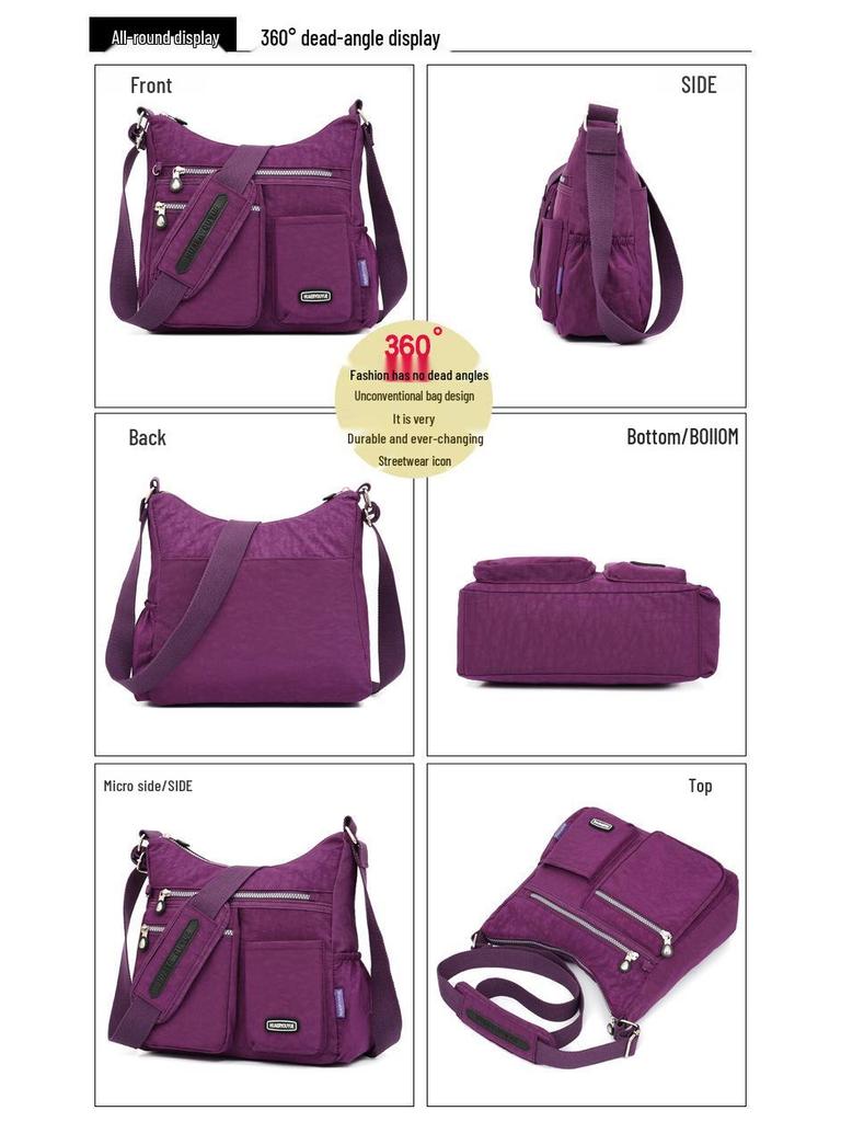 Stylová crossbody taška z vodoodpudivého nylonového plátna pro ženy