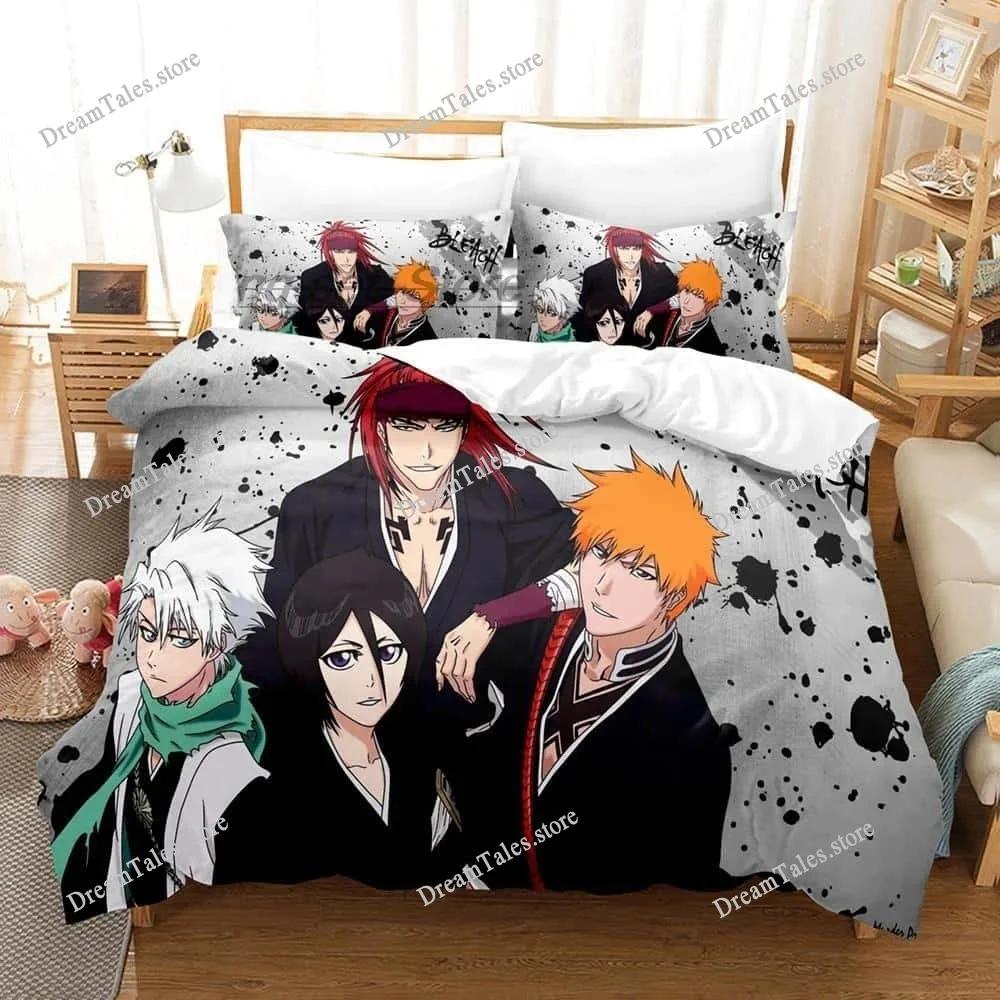 New Anime Bleach Cartoon Print Duvet Cover Pillowcase Bedding Set Double Twin Full Queen King Adult Kids Bedclothes Quilt Cover7