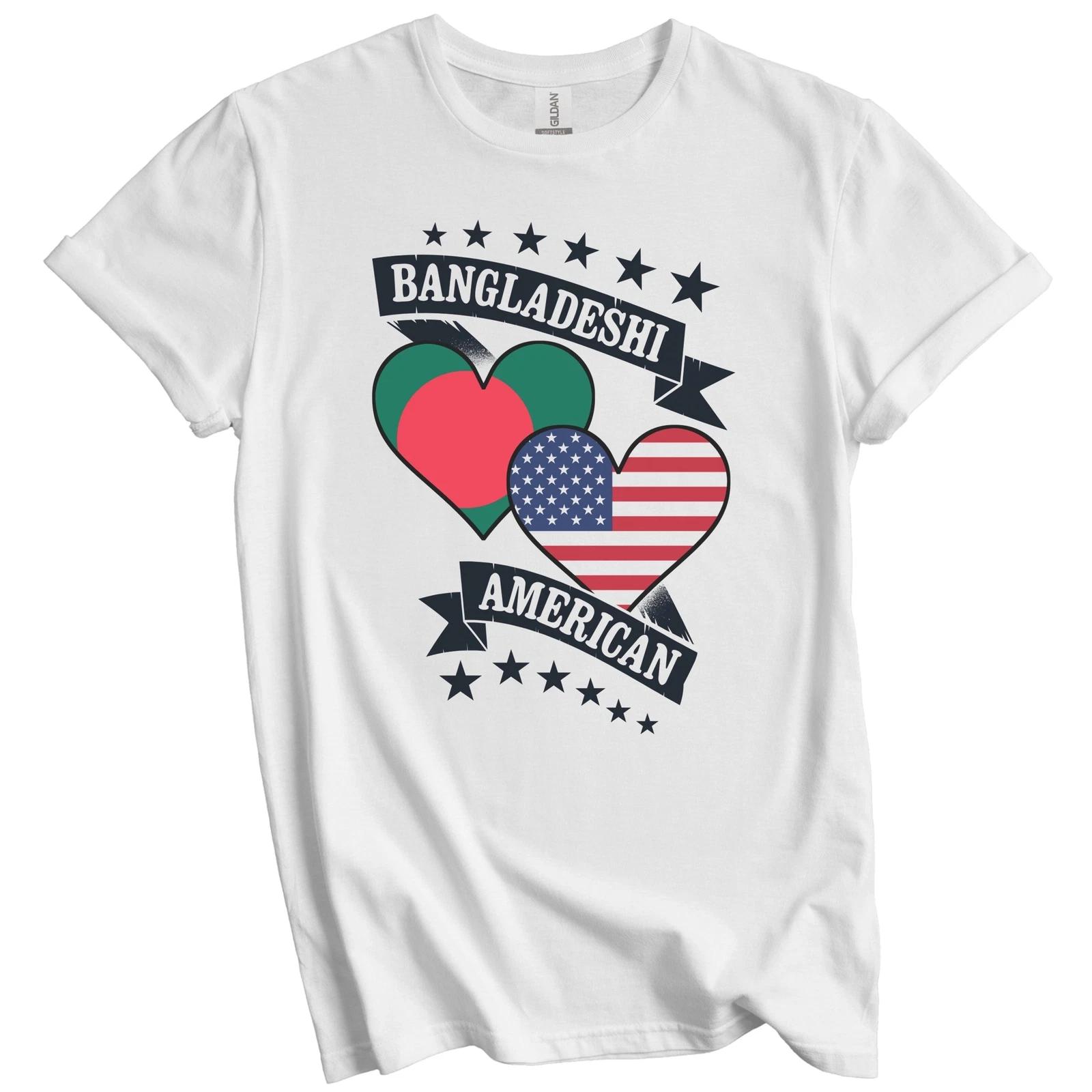 Bangladeshi American Heart Flags Bangladesh America T-Shirt L