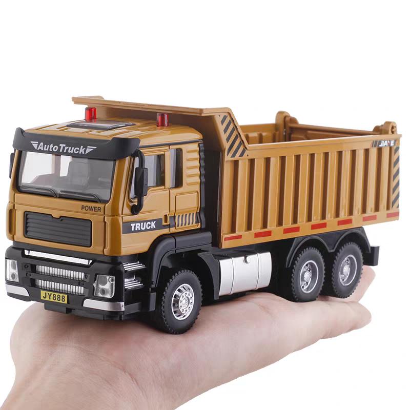 Engineering Vehicle Cement Mixer & Transport Truck Simulation Diecast & Toy Vehicles Sounds & Light Pull Back Car 1:50 Alloy Model