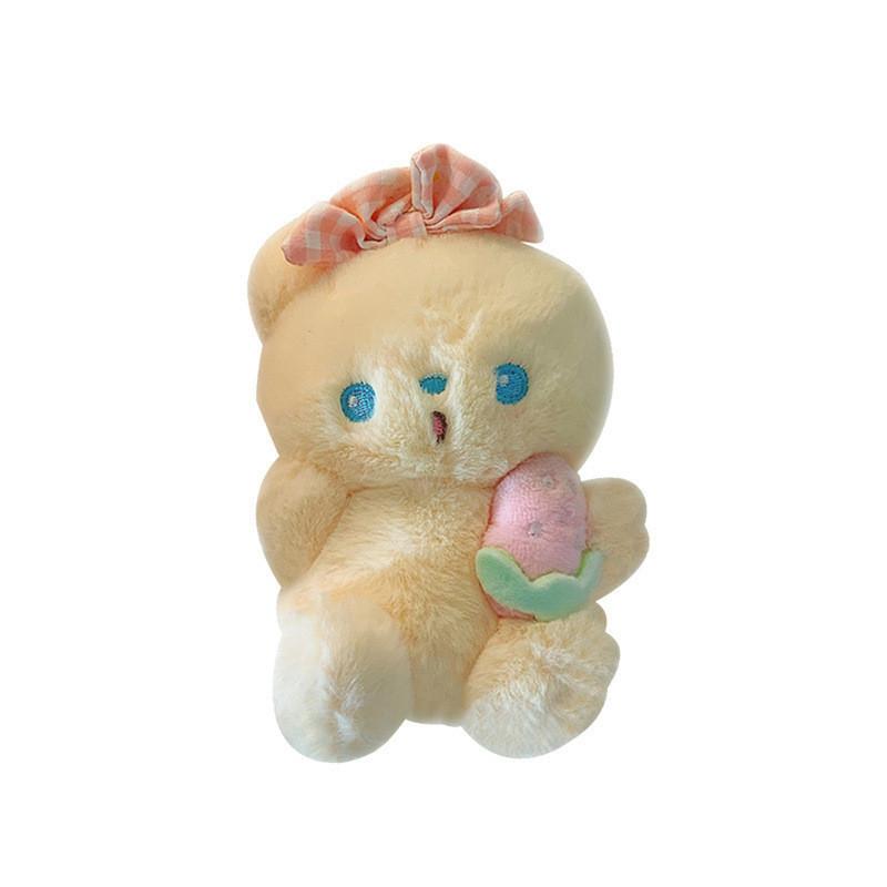 Charming Bowknot Strawberry Bunny Keychain Short Plush Toy Customizable In Three Colors