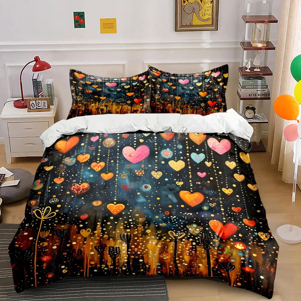 "Heart Pattern Decoration Set" Soft Comfortable Duvet Cover Bedding Set Included 1*Duvet Cover & 2*Pillowcases gift