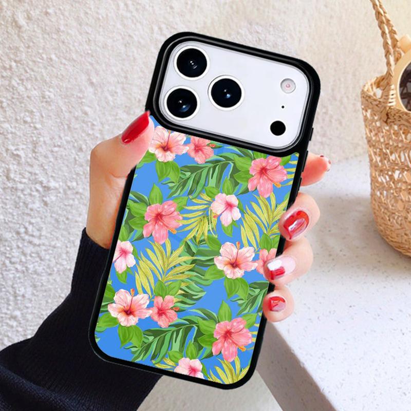 Tropical aloha Hibiscus Pattern Phone Case For iPhone 17 Air 16 15 14 13 12 11 Pro Max Plus