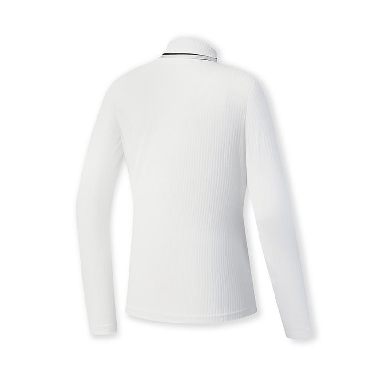 FILA Golf Series Casual Business Clean Fresh Non-Deforming Inner Layer With Scarf Knitted Long Sleeve Polo Shirt Women tops Jade-White A11W545201FWT