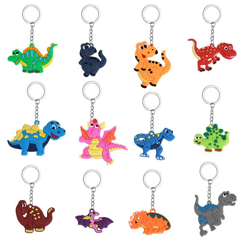 

12 шт. Мультяшные брелоки-динозавры для детей, мальчиков, девочек, подарки на день рождения, подарки для гостей, наполнители для пиньяты, подвески для рюкзаков мальчиков и девочек
