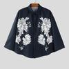 INCERUN Men Lapel 3/4 Sleeve Floral Print Casual Loose Oversized Shirts Tops
