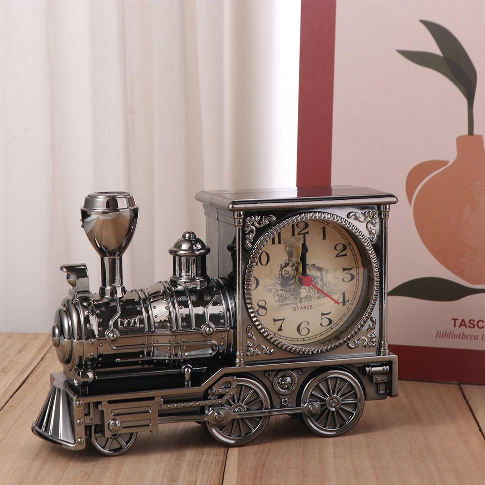 Plastic Table Clock Cartoon Desktop Clock Desk Sculpture Train Alarm Clock  Home