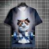 Fun Men's T-Shirt 3D Fitness Cat Print Short Sleeve T-Shirt Oversized Men's Clothing Summer Street Casual Top Fun Animal T-Shirt