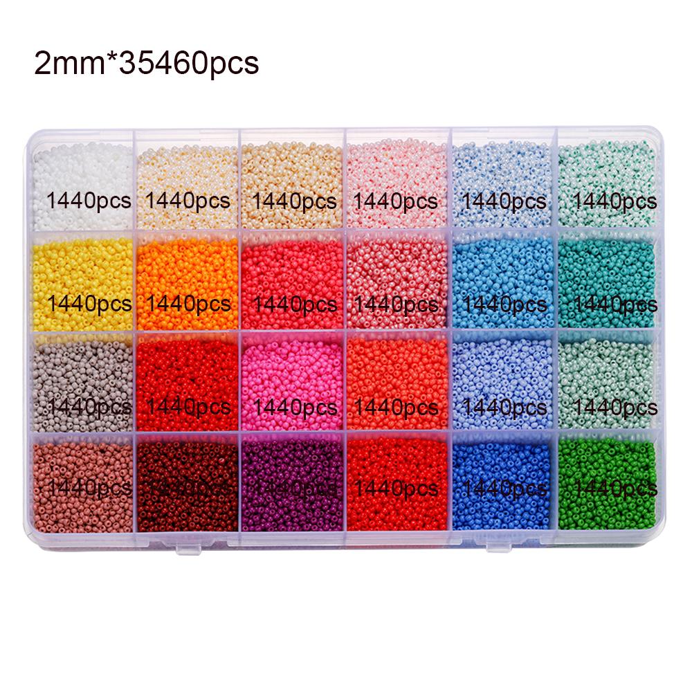 10-24 Colors Beads Jewelry Making Kits 2/3mm Colorful Glass Seed Beads for Kid Girl Bracelet Necklace DIY Kit Jewelry Making Set