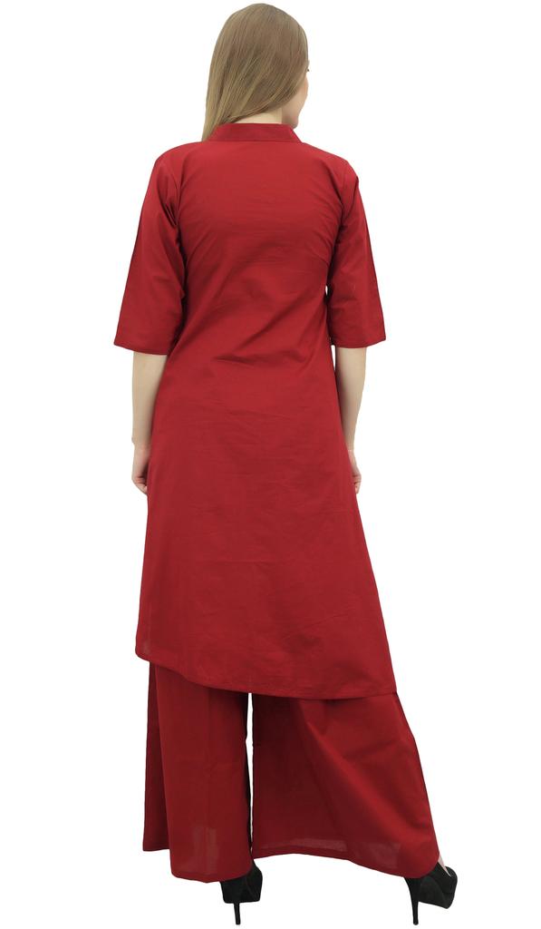 Phagun Asymmetrical Kurta Kurti Solid Beige Indian Clothing With Palazzo