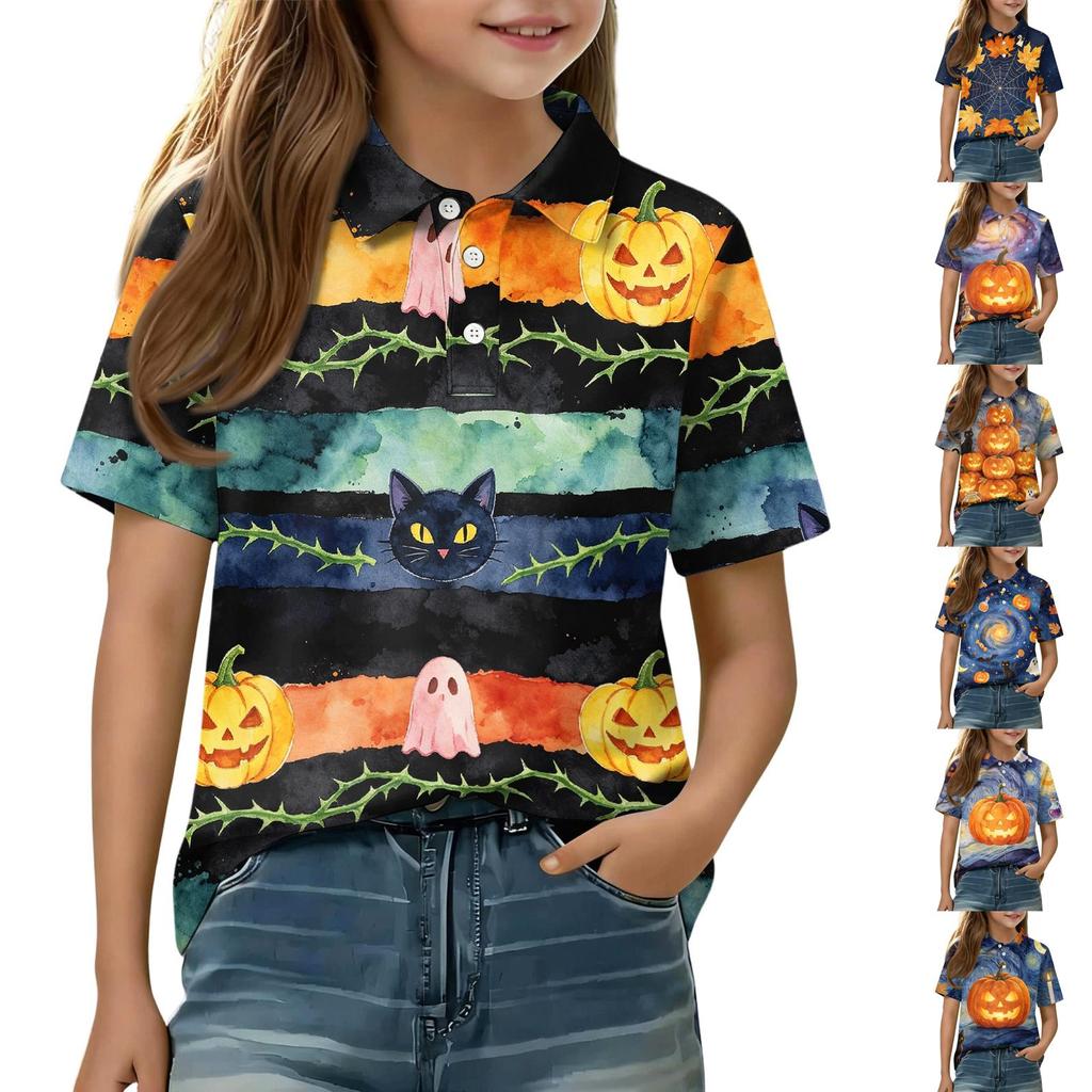 Kids' Casual Halloween Printed T-Shirt for Boys and Girls