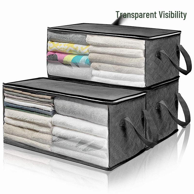 Portable Transparent Clothes Storage Bag with Window - Durable, Seasonal Quilt Organizer