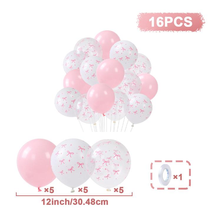 

16 шт. Розовый Белый Бант Букет из Шаров Украшение для Вечеринки по Случаю Дня Рождения Дети Девочка Свадьба Принадлежности для Вечеринки по Случаю Дня Рождения Сувениры Декор для Детского Праздника Other