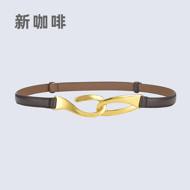 

Fashionable Women s Adjustable Belt with Decorative Hook Buckle, Versatile Leather Belt To Pair with Dresses 64cm-105cm кофейный