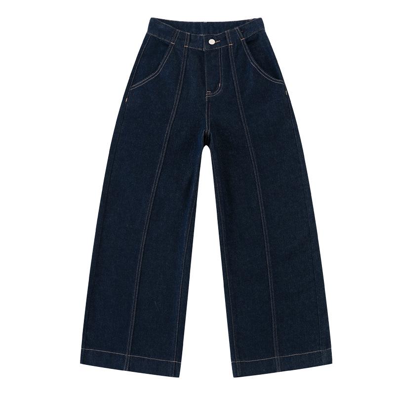 Small Wide-leg Jeans for Women In Autumn and Winter, Slimming, Loose, High-waisted Nine-point Straight Velvet Pants
