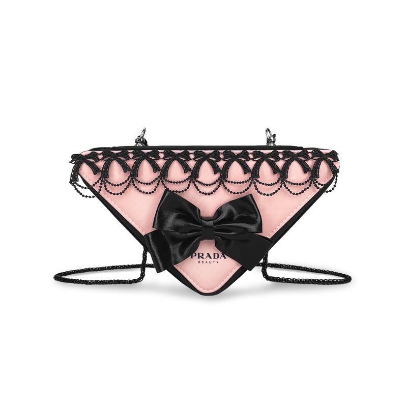 Косметичка/несессер Prada [Индивидуальная сумка] Сумка-треугольник «Мятежная возлюбленная», портативное хранение, контрастный черный и розовый мятежный sweetheart чёрный