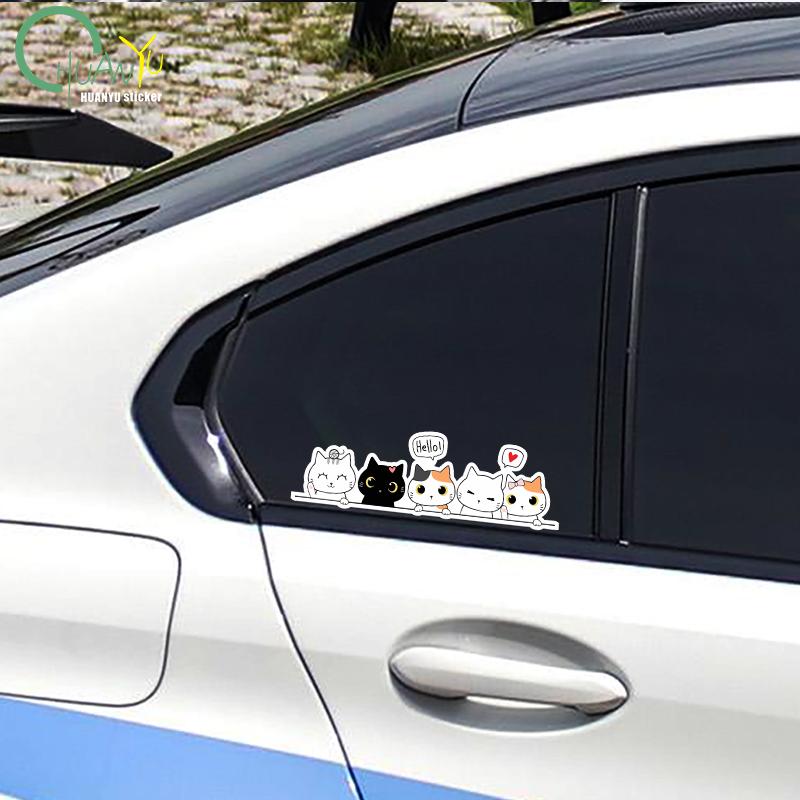 Autoaufkleber Süße Cartoon-Katze Vinylaufkleber Wasserdichte Abziehbilder Auto Zubehör Deko Pegatinas Para Coche