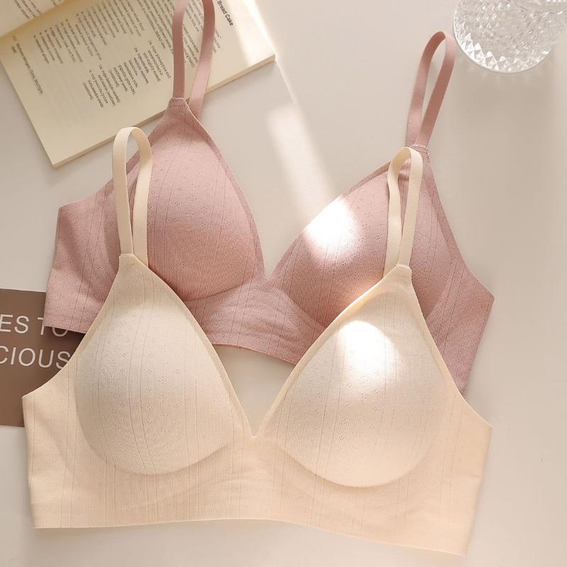 Girl conceived floral polka dot soufflé breathable triangle cup underwear without steel ring gathering comfortable anti-sagging bra