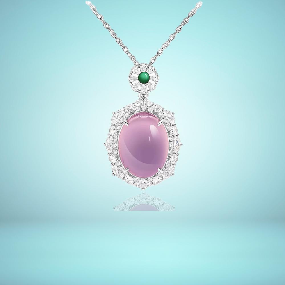Vintage High-Ice Wedding Necklace with S925 Silver Inlaid Violet Zircon and Natural Water Foam Design
