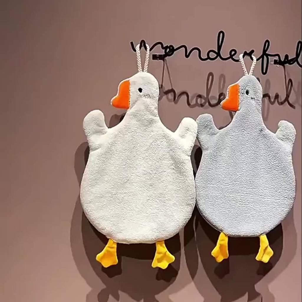 1pc Cartoon Duck Hand Towel, Strong Absorbency, Quick Dry, Hanging Kitchen Bathroom And Bedroom Hand Towel, Cleaning Supplies, Household Gadgets