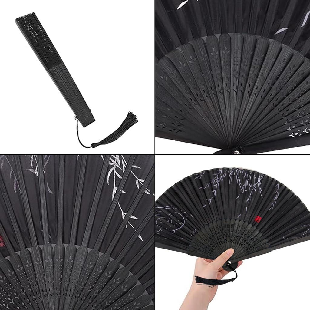 Folding Fan for Women and Men Japanese Traditional Summer Fireworks New Present and Flower [Joyasslly] - Lightweight, Handheld, Bamboo, Style,