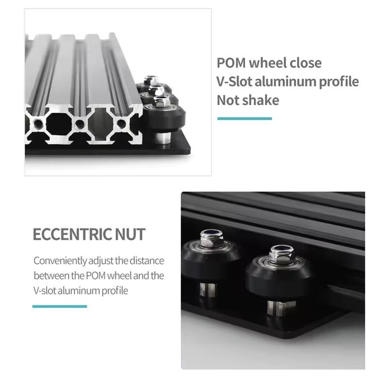 3D Printer Parts 20-80mm V-Slot Gantry Plate Set With 6 Wheels for Black Aluminium V-Slot Solid V POM Kit for CNC Machine Parts