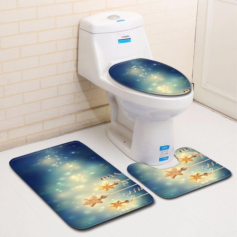 3D Christmas Bathroom Toilet Three-Piece Floor Mat Doormat Bathroom Carpet