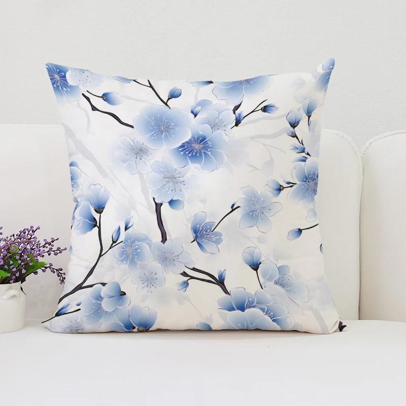 Japanese Cherry Blossom Cushion Cover 45X45 Cushions Covers Pillow Covers Decorative Luxury Pillowcase 45*45 Bed Pillowcases