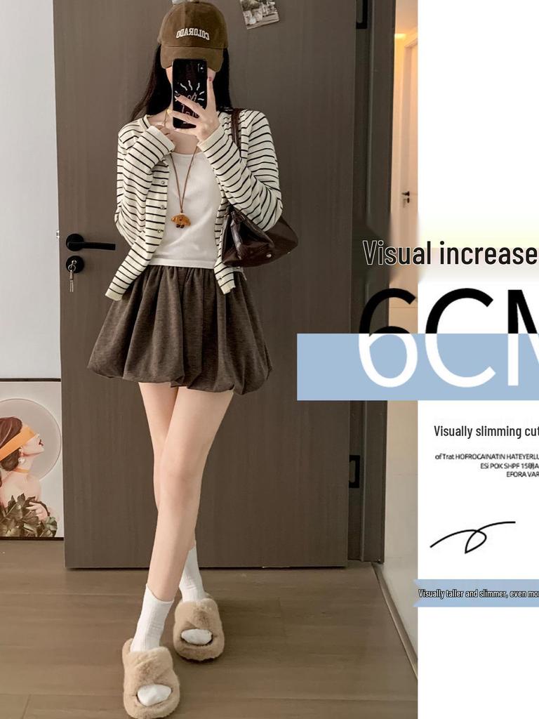 Thickened Women's High Waist Pleated Skort with Anti-Exposure Design - Autumn/Winter Collection
