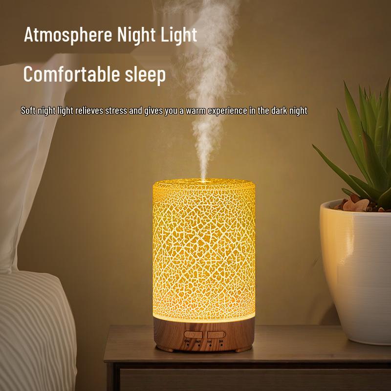 Crackle USB Desktop Humidifier with Seven-Color Ambient Light and Large Mist Output for Silent Home and Bedroom Aroma Diffusion.