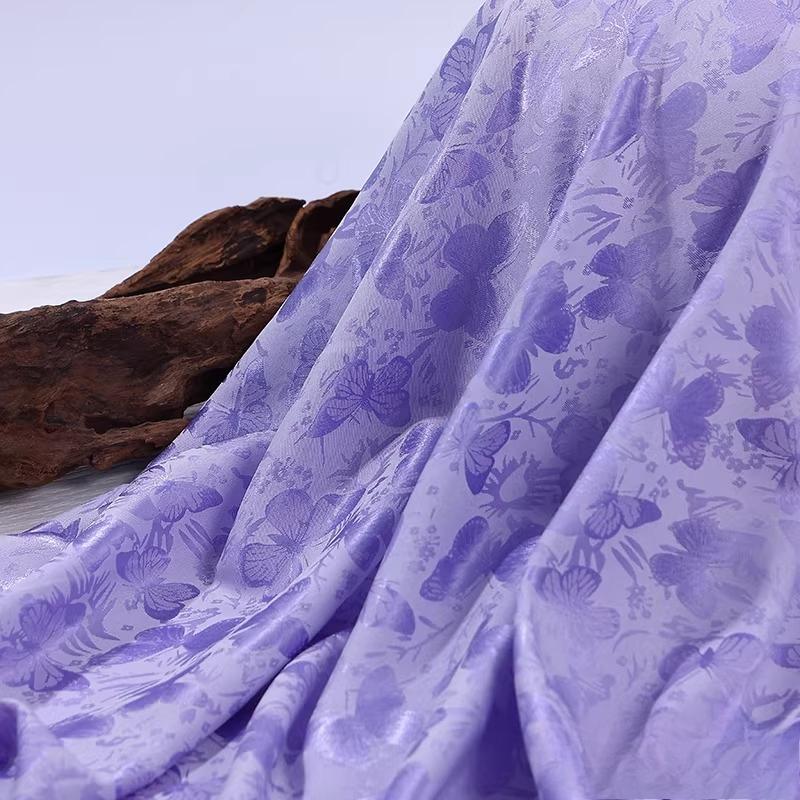 100x150cm Colorful Butterfly Jacquard Silk Satin Fabric for Sewing Ancient Costume Hanfu Tang Suit Horse Face Skirt Clothing
