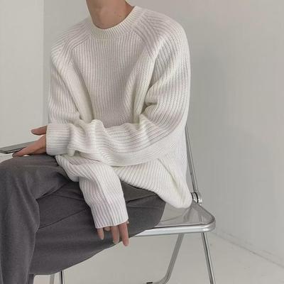 Herren Koreanischer Stil Rundhals Einfarbig Pullover - Hochwertig & Trendig Herbst/Winter Lässiger Pullover