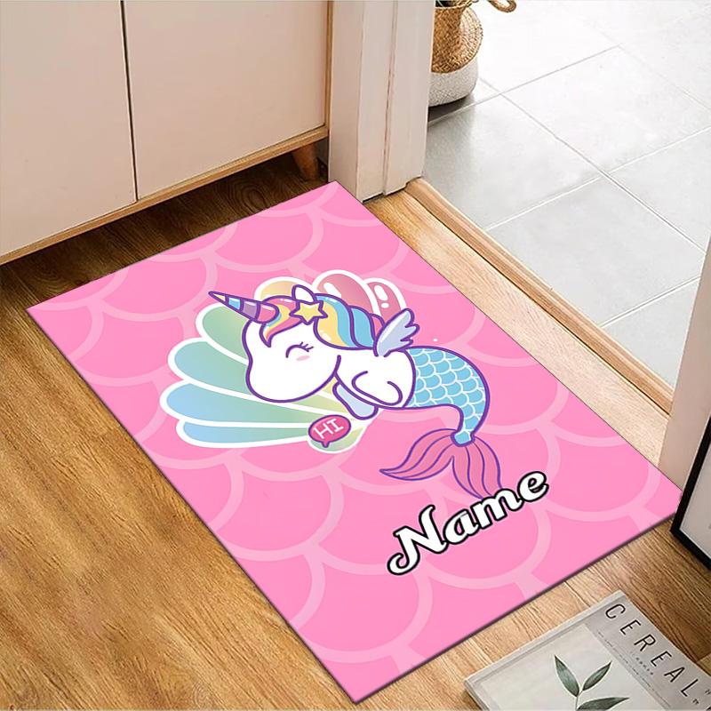 Custom Name Unicorn Dreams Art Rug for Living Room, Game Rooms, Office, Bedroom, Floor Mat Playful Design, fan gifts Christmas decor