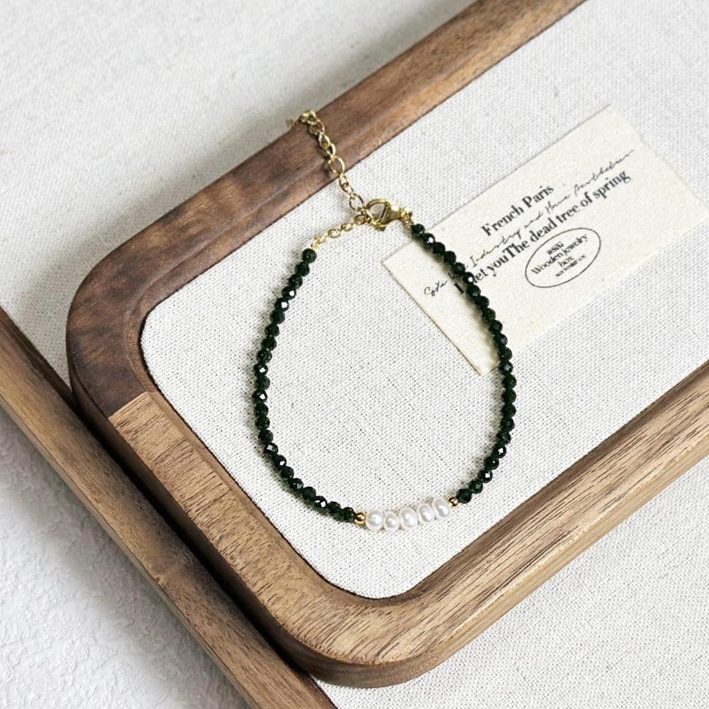 Elegant 3mm Faceted Blue Sandstone Goldstone Pearl Bracelet - Layered High-End Luxury for Women