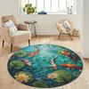 1pc Non-Slip Polyester Koi Fish Round Area Rug - Indoor Crystal Velvet Floor Mat 0.45cm Thickness for Living Room, Bedroom, Home