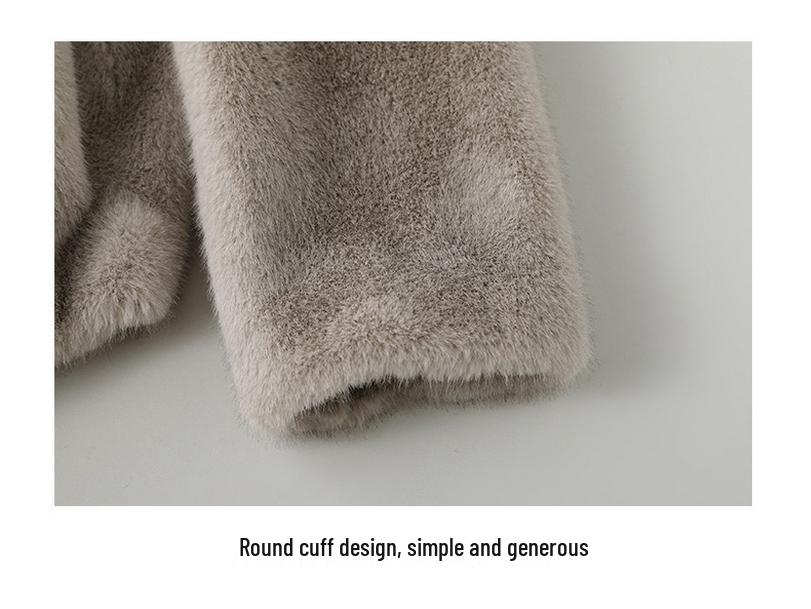 2024 Women's Short Hooded Winter Coat - Thickened Golden Mink Fleece, Eco-Friendly Faux Fur Jackets