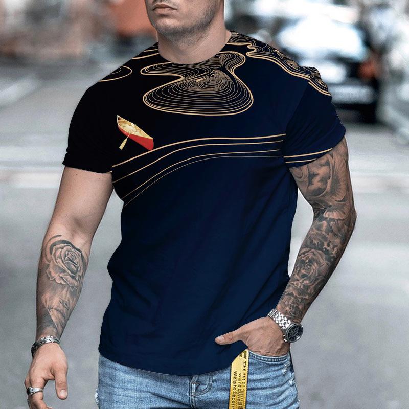 Summer Men T-Shirt Round Collar Short Sleeve Shirt Tee Top
