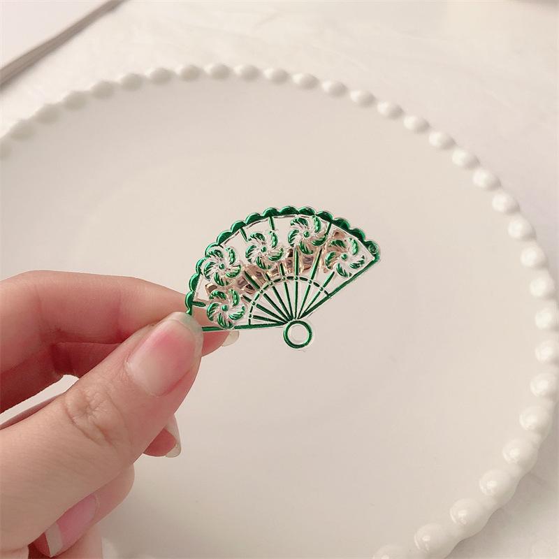 

1 пара Заколка для волосся Невеликий розмір Аксесуари для зачіски Вінтаж Елегантна шпилька Віяло Китайська декоративна чубчик Шпильки збоку Головний убір зелений