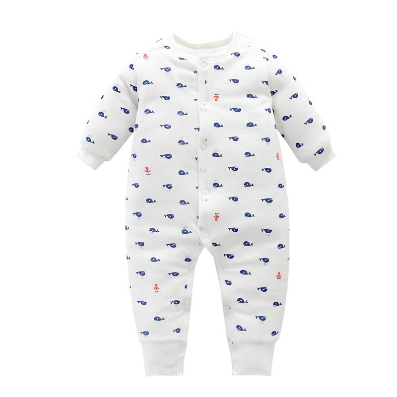 Wyprzedaż Zimowy Bawełniany Kombinezon Dziecięcy: Gruby, ciepły niemowlęcy kombinezon z długim rękawem