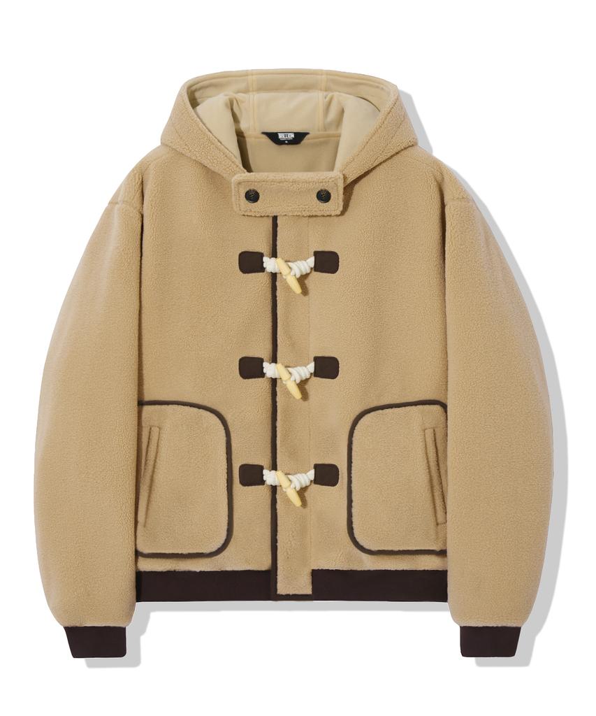 Trillion Unisex Fleece Duffle Hooded Coat Jacket [Beige]
