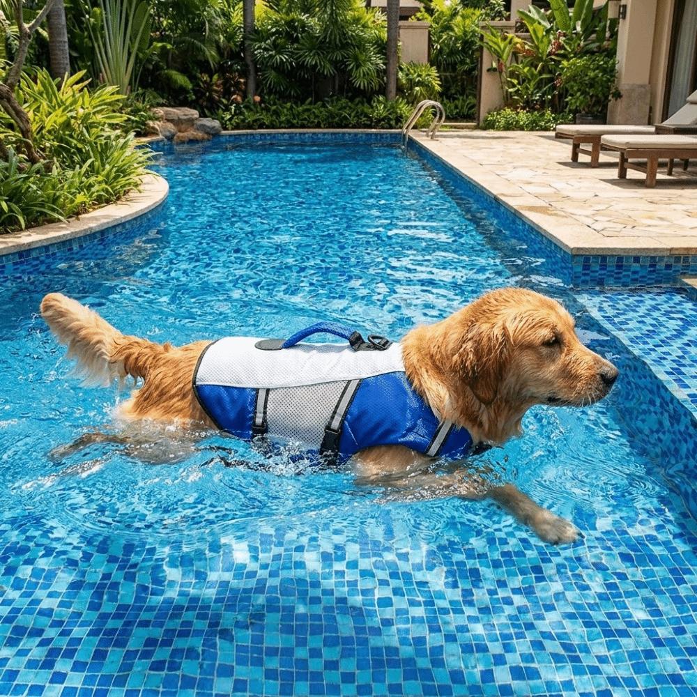 Reflective Dog Swimming Vest Adjustable Breathable Pet Life Preserver Safety Handle High Buoyancy Dog Flotation Vest