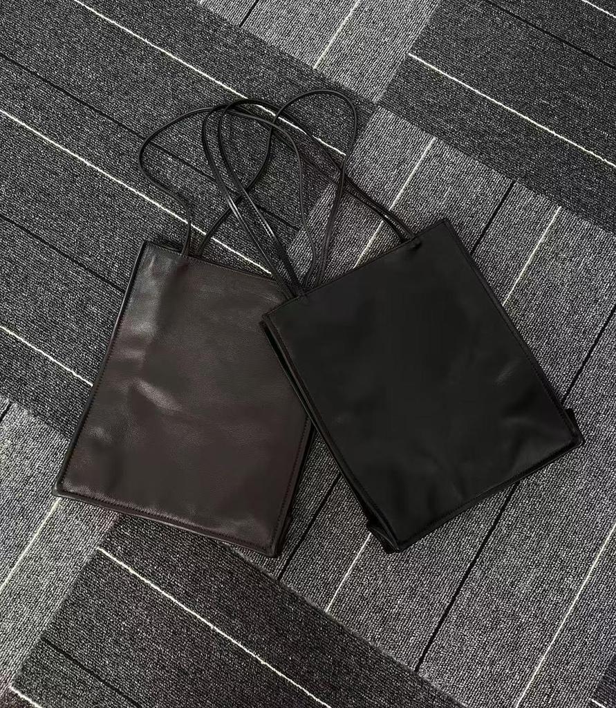 Minimalist Lambskin Tote Bag - Casual Commute, Thin Strap, Large Capacity, Women's Shoulder Shopping Bag.