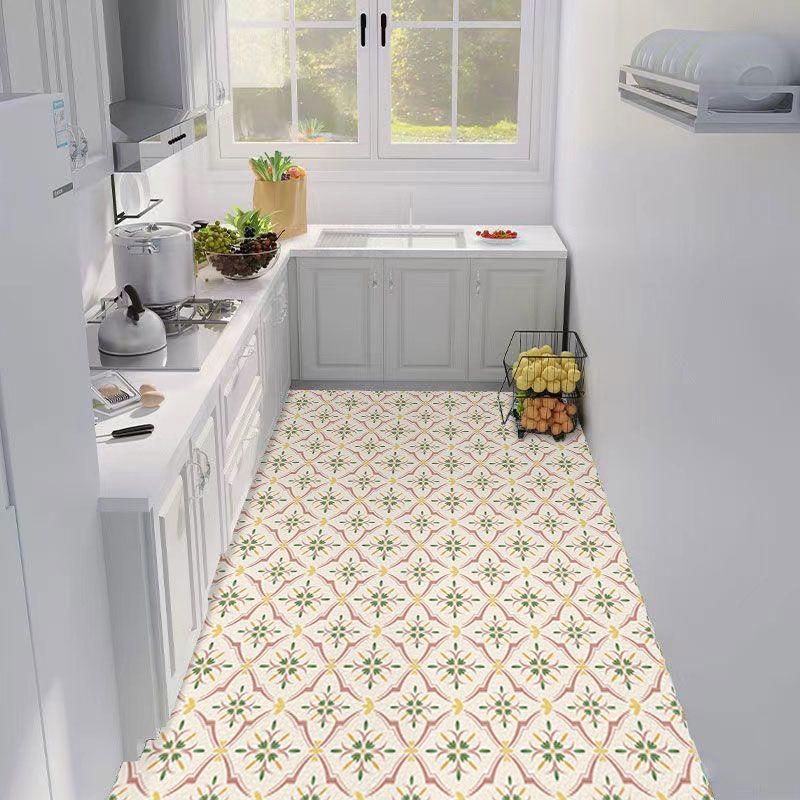 Kitchen Carpet PVC Leather Waterproof Floor Mat Non-slip Oil Proof Foot Mats Long Rug Spring Green Flower Home Decoration Rugs