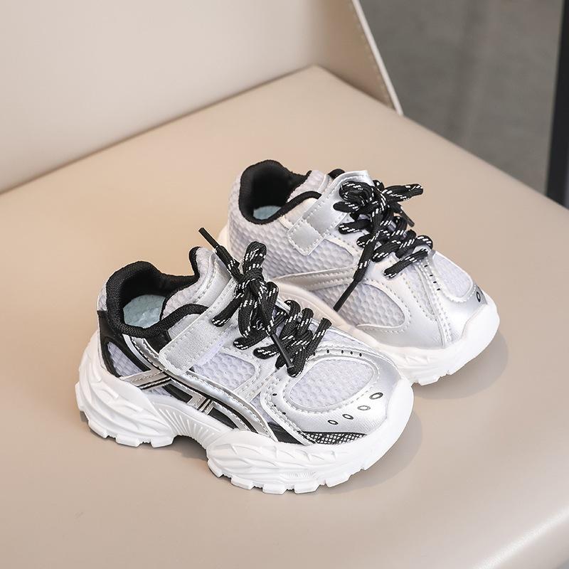 Children's shoes 2025 autumn new boys Velcro sneakers mesh breathable girls running shoes versatile