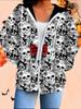 Halloween 3D Printed Hooded Cardigan Plus Size Autumn Winter Retro
