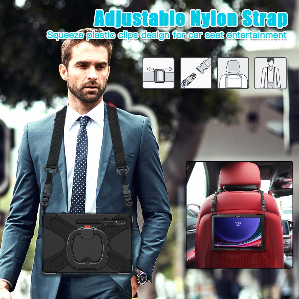 Heavy Duty Case for Galaxy Tab S10 S9 S8 Ultra 2024 2023 2022 14.6" SM-X920 X926B X910 X916B X900 X906B 360 Rotating Stand Cover