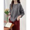 Korean high-end three-dimensional crochet crew neck pullover women's new loose and lazy style
